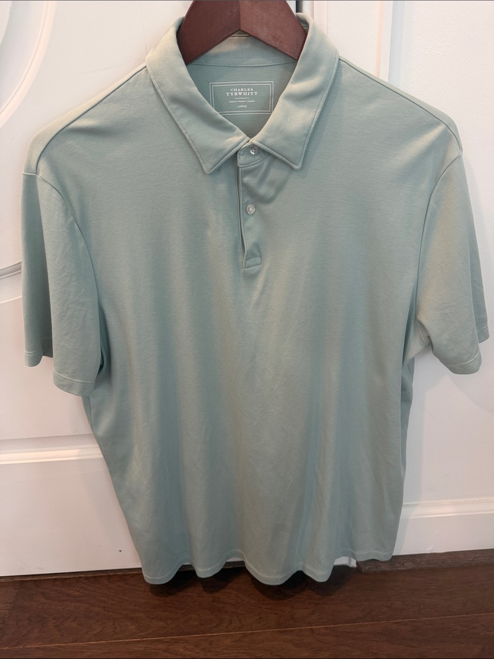 Charles Tyrwhitt Men's smart cotton polo in Light Sage Green
